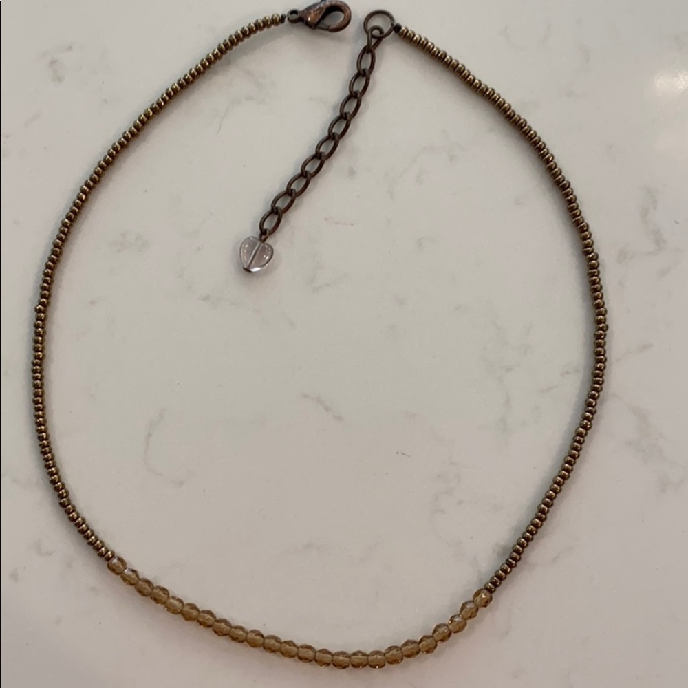 Sabika Crystal Bronze Beaded Layering Necklace.